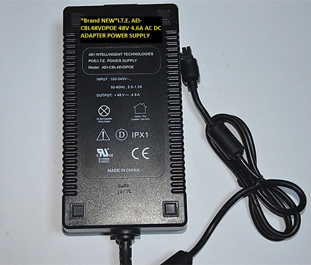 *Brand NEW*I.T.E. 48V 4.6A AC DC ADAPTER AC100-240V AEI-CBL48VDPOE POWER SUPPLY